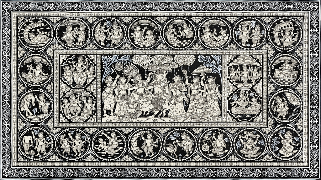 The Monochromatic Krishna Epic: Narrative Pattachitra Masterpiece