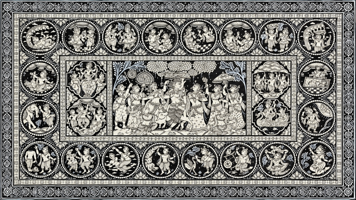 The Monochromatic Krishna Epic: Narrative Pattachitra Masterpiece