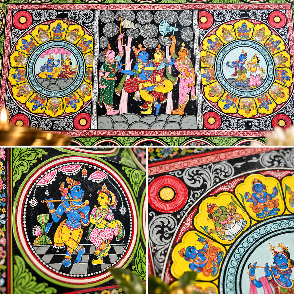 The Vibrant Krishna Epic: Narrative Pattachitra Masterpiece