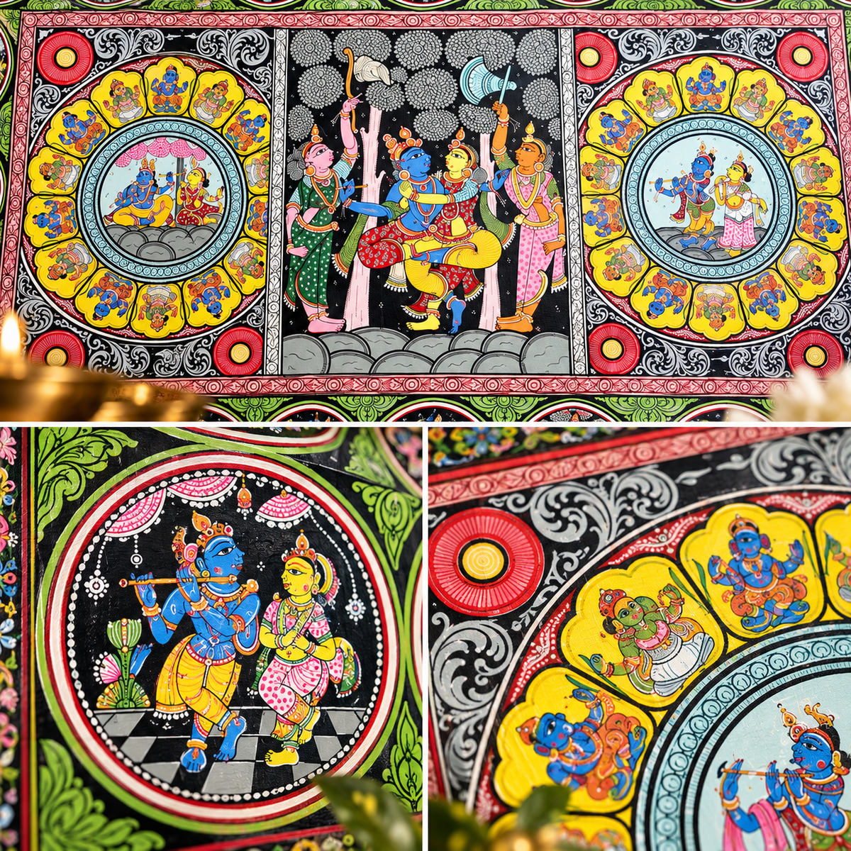 The Vibrant Krishna Epic: Narrative Pattachitra Masterpiece