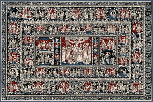 Krishna Leela Chronicles: Tri-Color Heritage Pattachitra Masterpiece