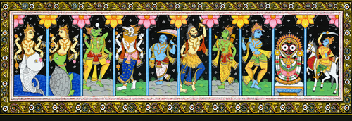 Hand-Painted Dashavatara Pattachitra: 10 Avatars of Vishnu