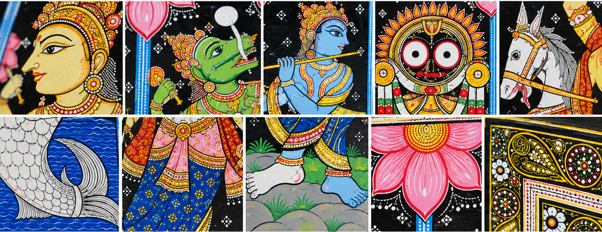 Hand-Painted Dashavatara Pattachitra: 10 Avatars of Vishnu