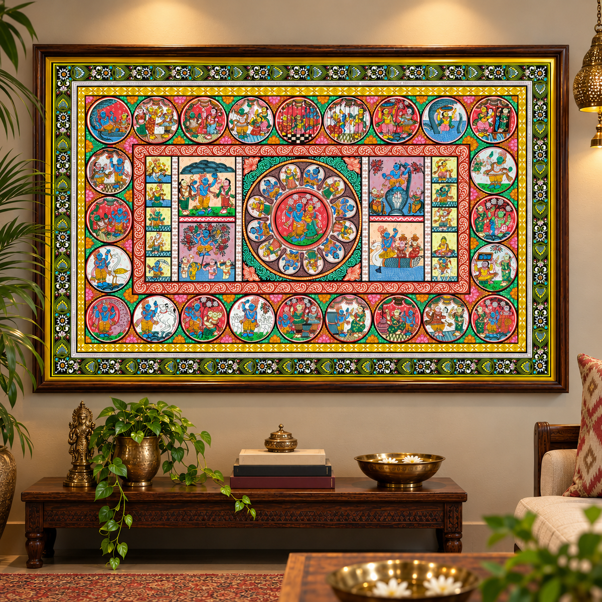 The Divine Leela of Krishna: Authentic Pattachitra Masterpiece