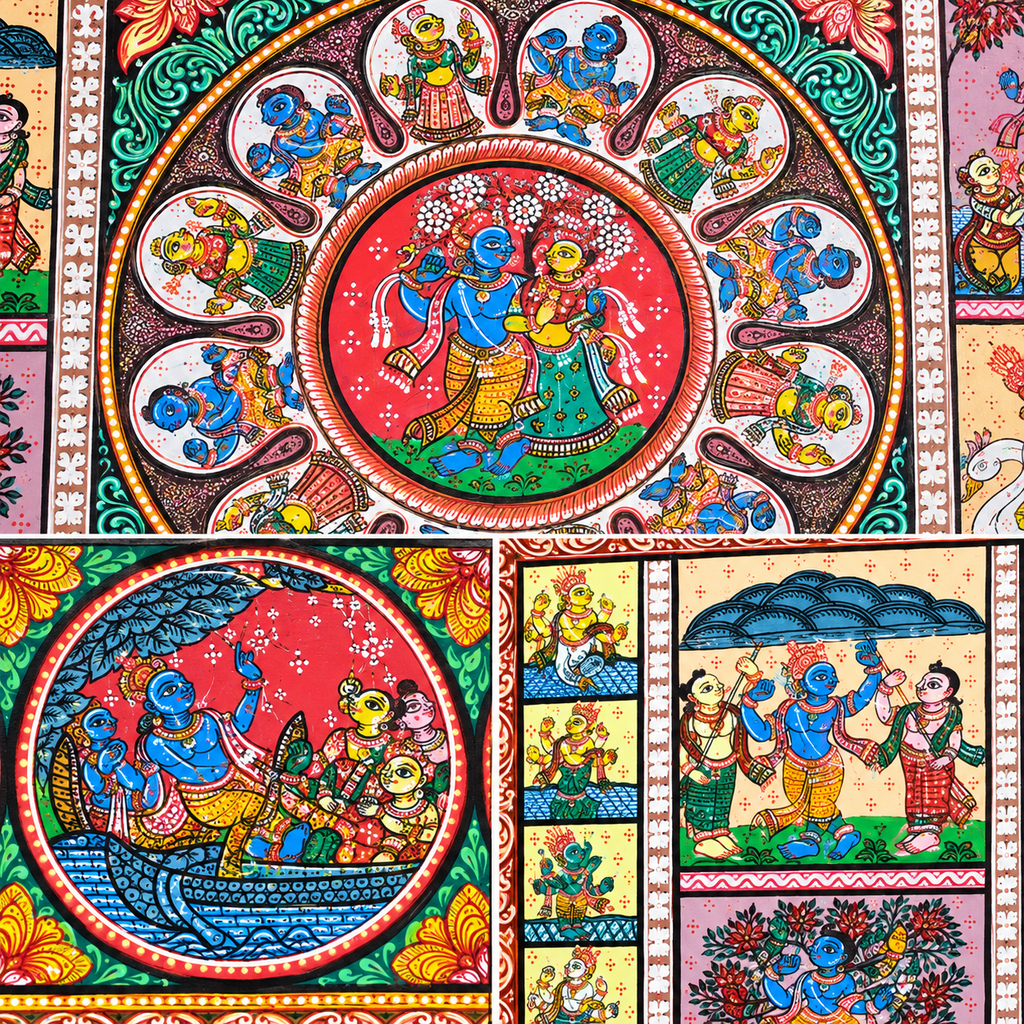 The Divine Leela of Krishna: Authentic Pattachitra Masterpiece
