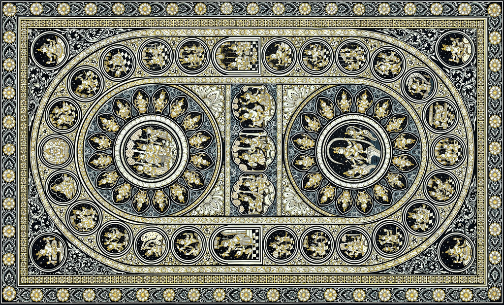 The Twin Epics: Monochromatic Pattachitra Masterpiece