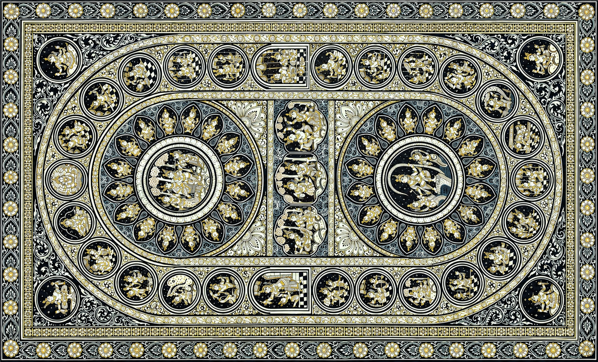 The Twin Epics: Monochromatic Pattachitra Masterpiece