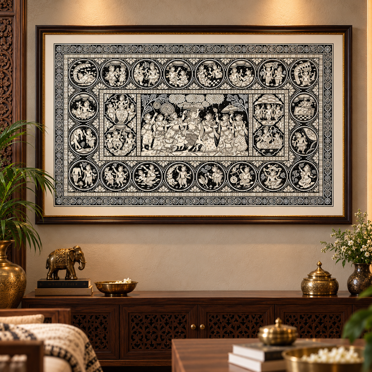 The Monochromatic Krishna Epic: Narrative Pattachitra Masterpiece