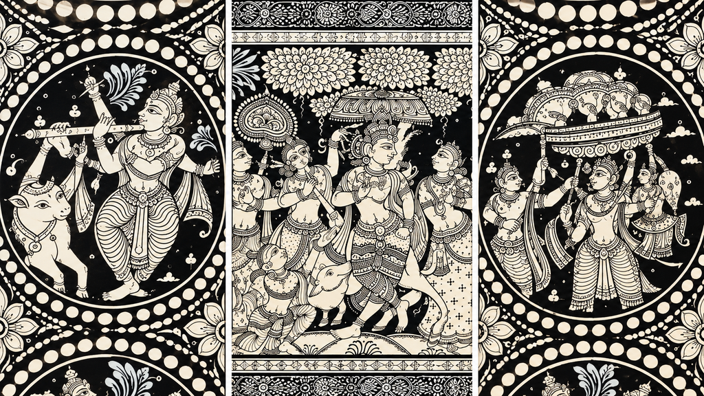 The Monochromatic Krishna Epic: Narrative Pattachitra Masterpiece