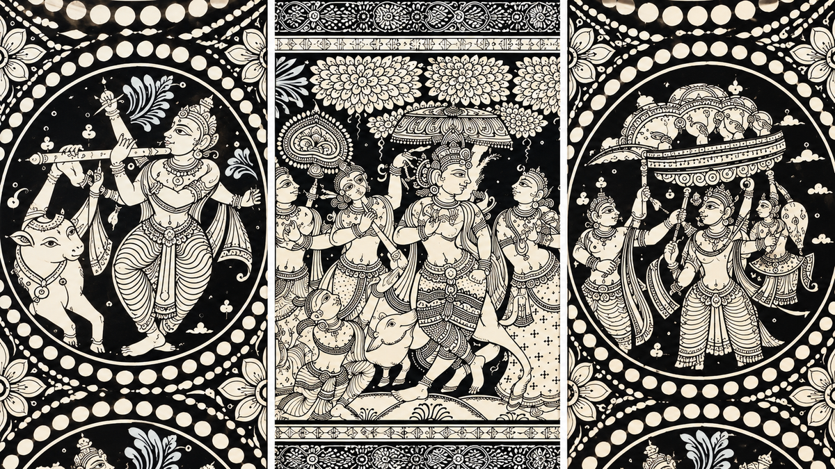 The Monochromatic Krishna Epic: Narrative Pattachitra Masterpiece