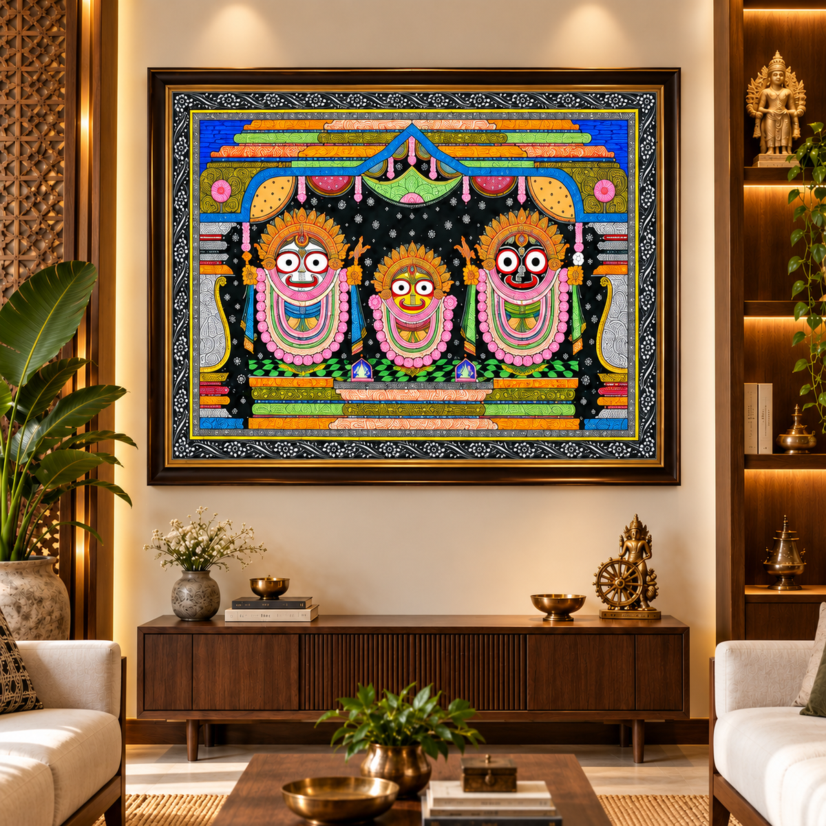The Divine Trinity of Puri: An Authentic Pattachitra Masterpiece