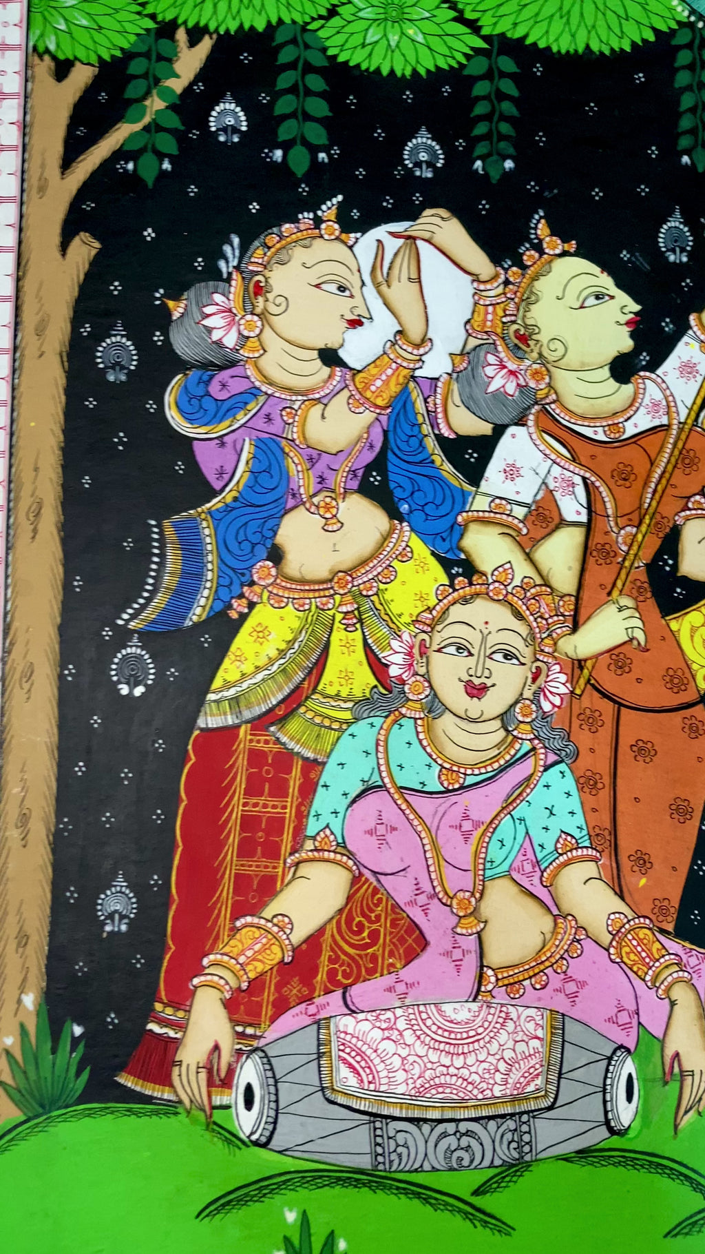 Krishna Leela in Vrindavan: Authentic Pattachitra Masterpiece