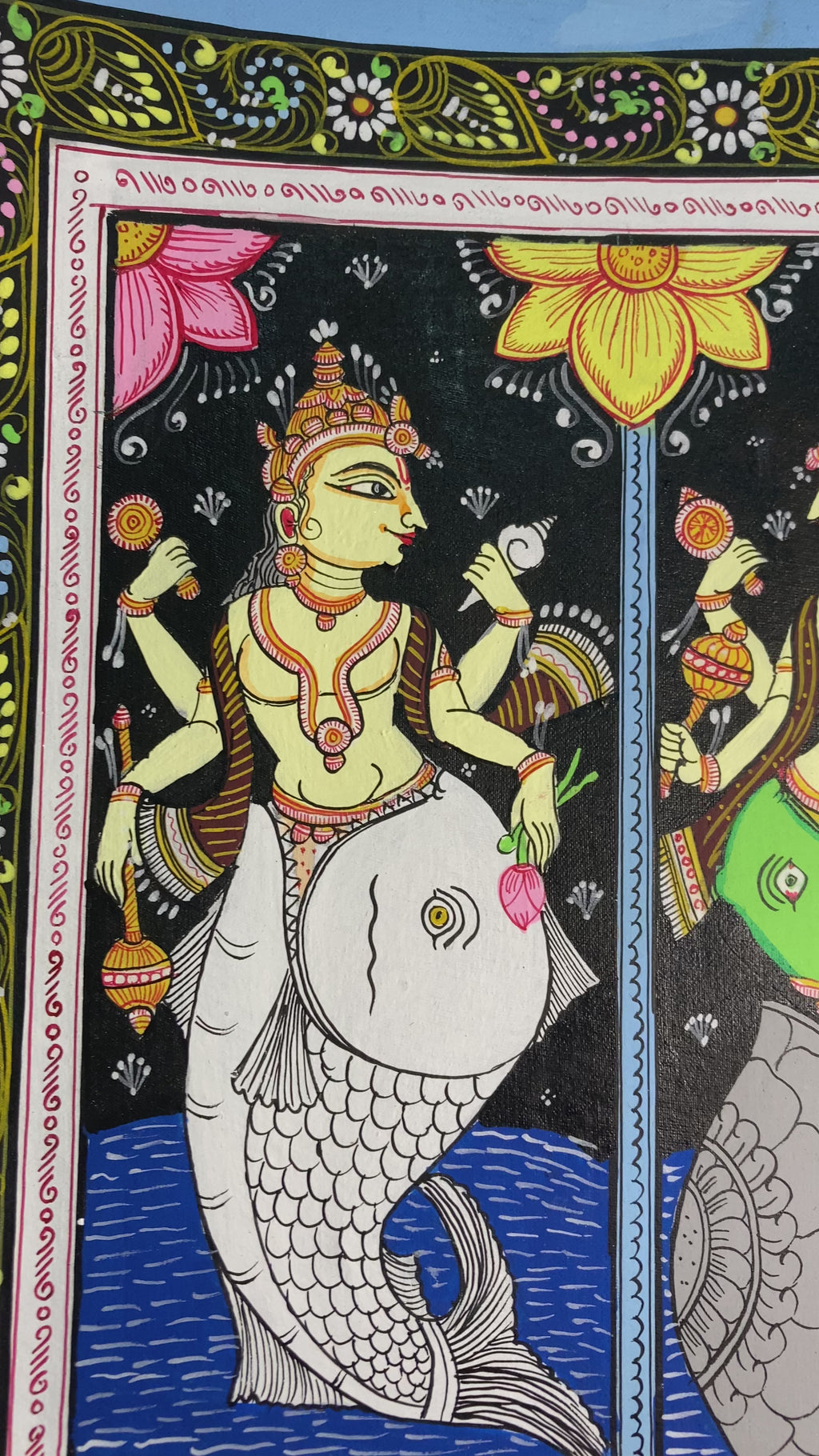 Hand-Painted Dashavatara Pattachitra: 10 Avatars of Vishnu